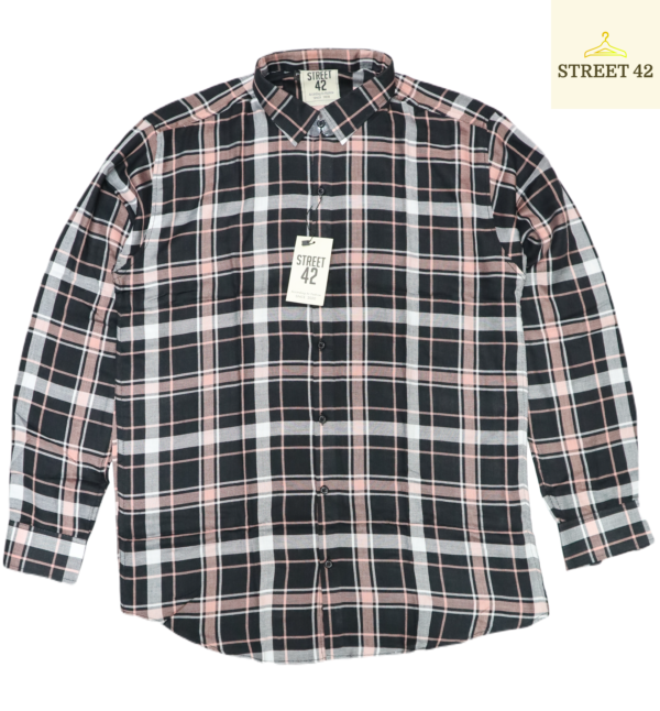 Peach Color Check Shirt Flannel Fabric For Men