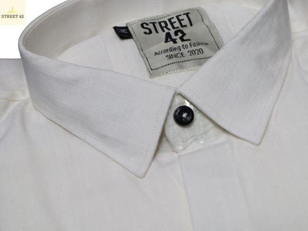 Men Shirt White French Cotton Twill Fabric