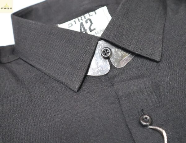 Men Shirt Black French Cotton Twill Fabric