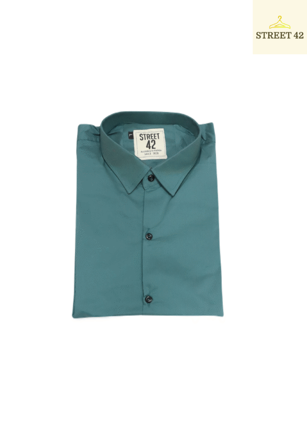 Turquoise Plain Casual Decent Shirt For Men