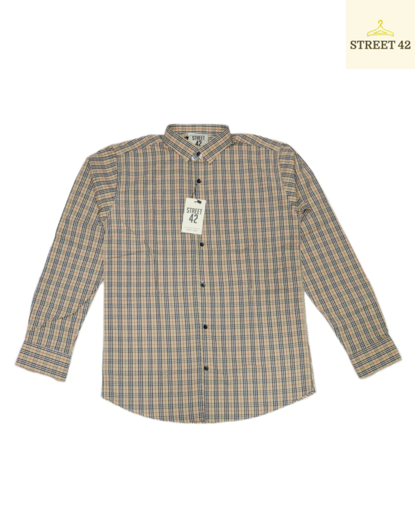 Cotton Mix Fabric Beige Shirt For Men