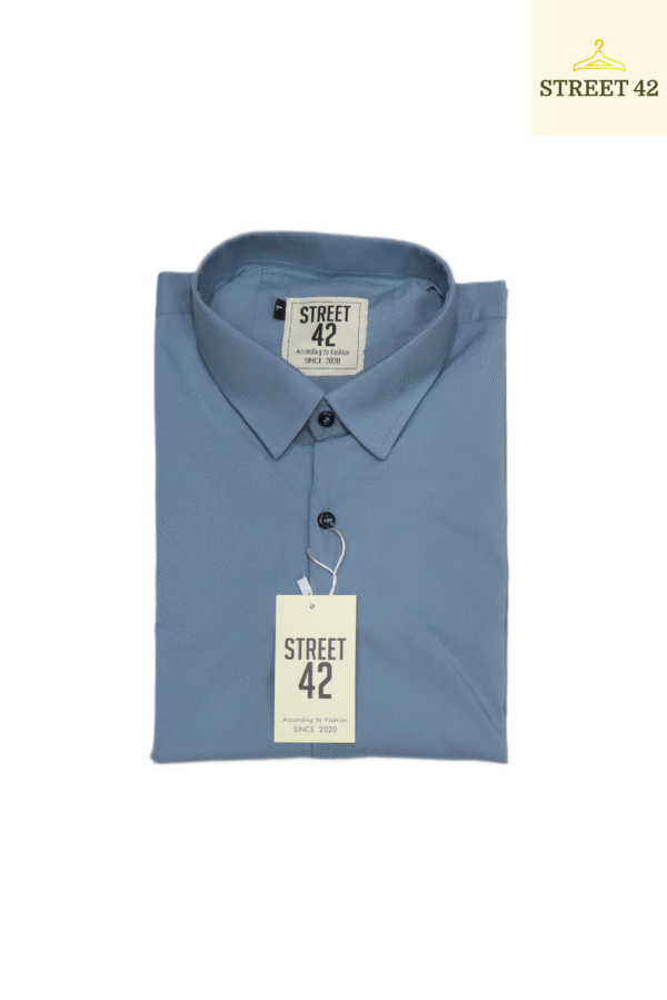 Blue Gray Color Stretchable Fabric Shirt For Men